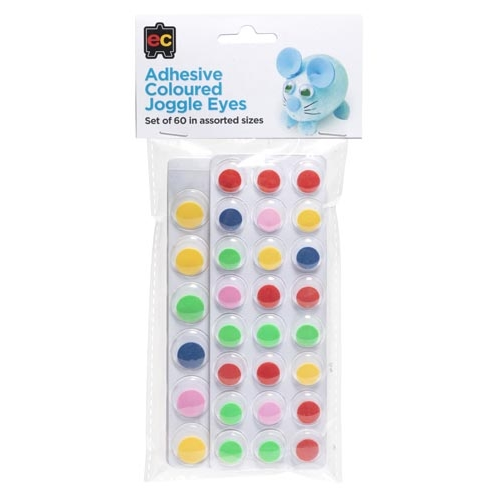 Adhesive Coloured Joggle Eyes Pk60 EC